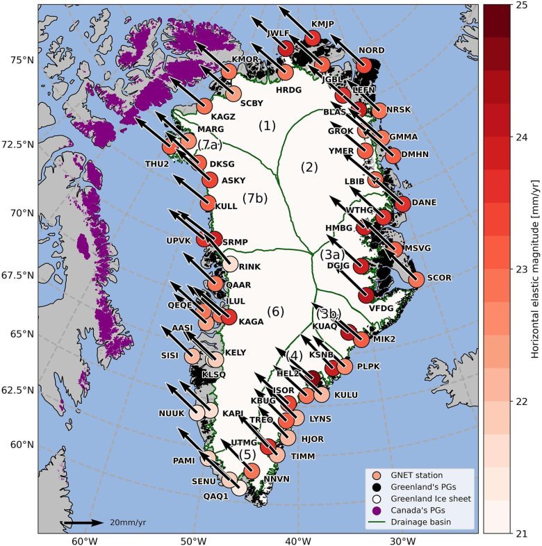 Map of Greenland showing the island's northwest movement towards Canada's High Arctic.