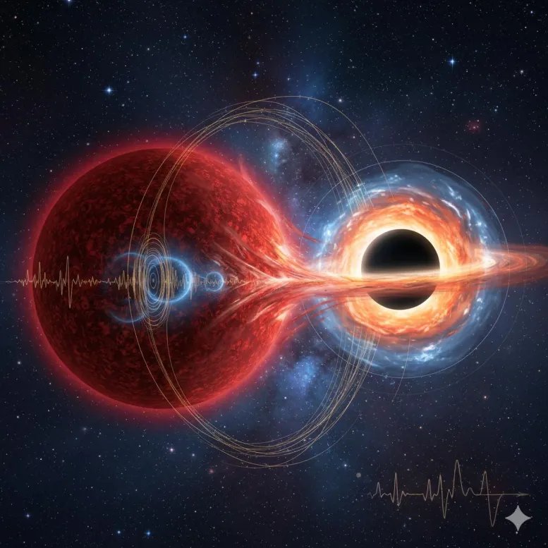 Red Giant Star Orbiting Black Hole