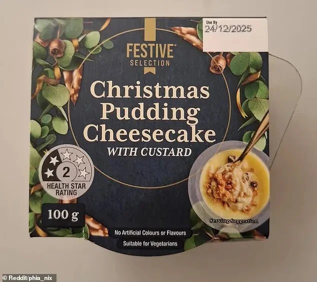 Spot the problem A 299 tub of Christmas pudding cheesecake from Aldi Australia has got everyone talking - but it039s not what you think