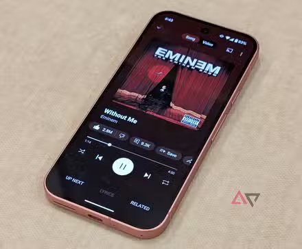 YouTube Music playing on a Google Pixel 9 smartphone